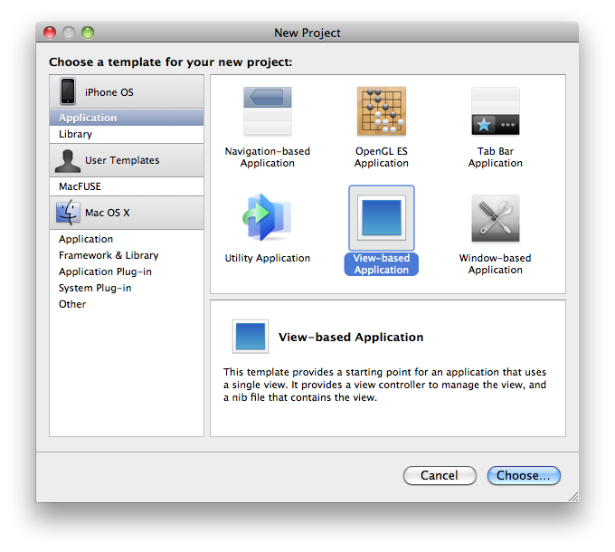 Choose 'View-based Application'